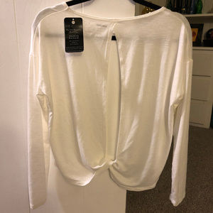 Cream/White Crop Top with twisted open back